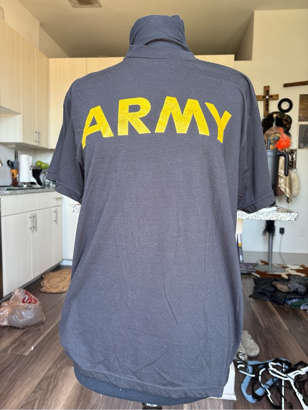 U.S. Army Black Short Sleeve Tee with Yellow 'ARMY' Graphic